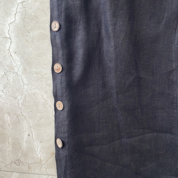 NEW SHYLOH BLACK LINEN PANTS WITH BUTTONS - Picture 5 of 12